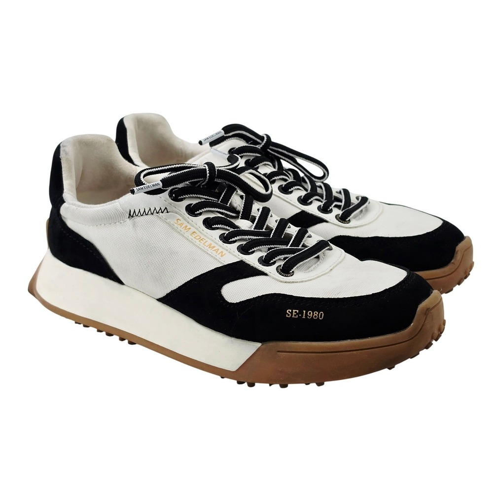 Sam Edelman SE-1980 Womens Sneakers Black White Colorblock Gum Sole Size 8